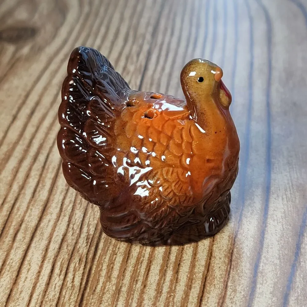 Salt Pepper Shakers Turkey Ceramic Thanksgiving Christmas Vintage Tableware